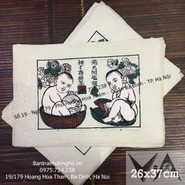 Tranh Đông Hồ Em Bé Ôm Cóc Tía Em Bé Ôm Cầu Hồng